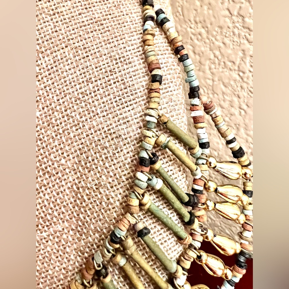 RARE Vintage Egyptian Revival Faience Bead Collar Necklace - Picture 6 of 7